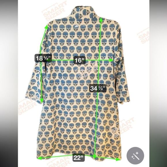 Victoria Dunn Sz M Blue White Feminine Boho Cotton Flowy Statement Pocket Dress - Picture 8 of 8